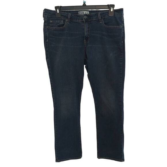 Levi's Signature Mid Rise Dark Wash Straight Leg Jeans Size 16 S/C - Picture 1 of 4